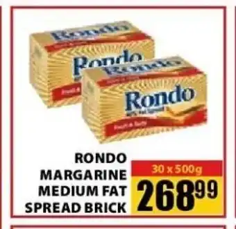 Jumbo Rondo Margarine Medium Fat Spread Brick 30x500g offer