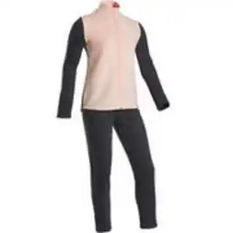 Decathlon Girls' warm zip-up gym tracksuit warmy 100 - light pink/grey offer