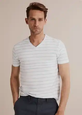Woolworths Stripe pima v-neck t-shirt offer