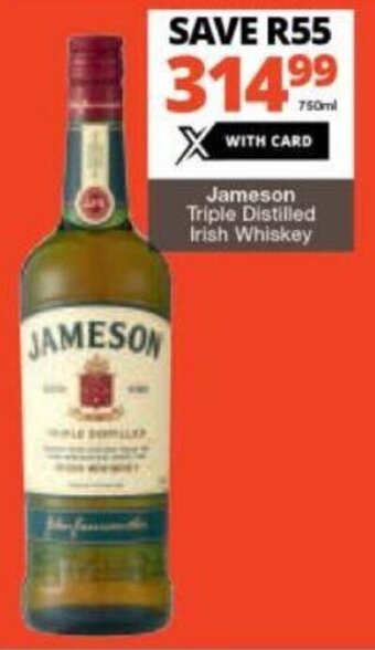 Checkers Jameson Triple Distilled Irish Whiskey 750ml offer