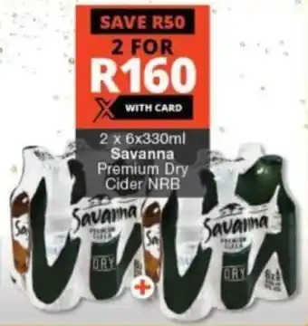 Checkers 2 x 6 x 330ml Savanna Premium Dry Cider NRB offer