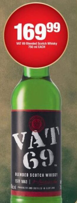 OK Liquor VAT 69 Blended Scotch Whisky 750ml offer
