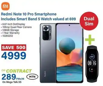Incredible Connection Redmi Note 10 Pro Smartphone + Smart Band 5 Watch offer
