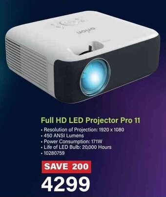 Incredible Connection Orion Full HD LED Projector Pro 11 offer