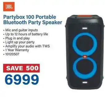 Incredible Connection JBL Partybox 100 Portable Bluetooth Party Speaker offer