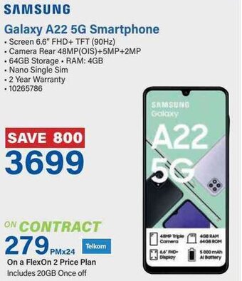 Incredible Connection Samsung Galaxy A22 5G Smartphone offer