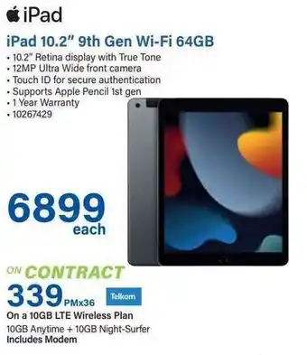 Incredible Connection iPad 10.2" 9th Gen Wifi 64GB offer