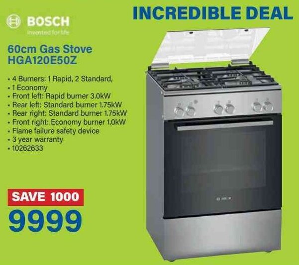 Bosch 60cm Gas stove HGA120E50Z offer at Incredible Connection