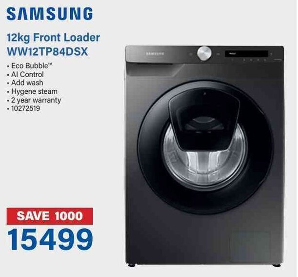 Samsung 12kg Front Loader WW12TP84DSX offer at Incredible Connection