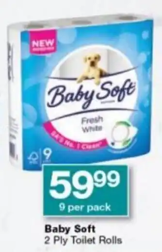 Checkers Baby Soft 2 Ply Toilet Rolls 9 per pack offer