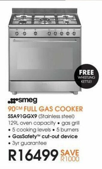 Smeg - 90cm Full Gas Cooker - SSA91GGX9
