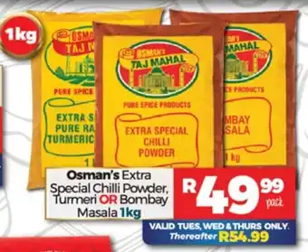 Take 'n Pay Osman's Extra Special Chilli Powder, Turmeric or Bombay Masala 1kg offer