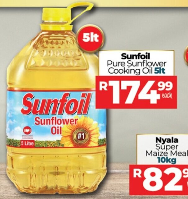 Sunfoil Sunflower Cooking Oil 5lt offer at Take 'n Pay