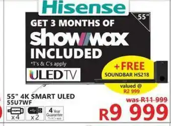 Tafelberg Furnishers Hisense - 55" 4K Smart ULED - 55U7WF offer