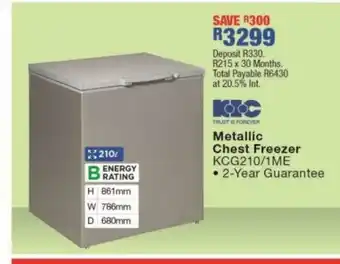 OK Furniture KIC - Metallic Chest Freezer - KCG210/1ME offer