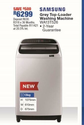 OK Furniture Samsung - Grey Top-Loader Washing Machine - WA13T526 offer