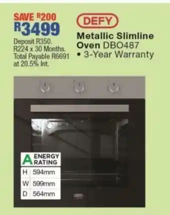 OK Furniture DEFY - Metallic Slimline Oven - DBO487 offer