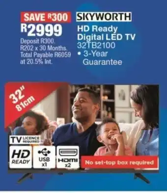 OK Furniture Skyworth - 32" HD Ready Digital LED Tv - 32TB2100 offer