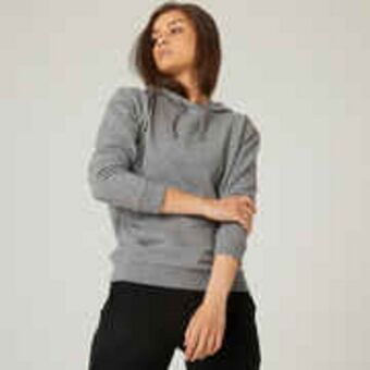 Women's fitness hoodie 500 - grey