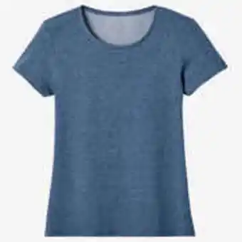 Decathlon Women's crew-neck stretchy short-sleeved cotton fitness t-shirt - petrol offer
