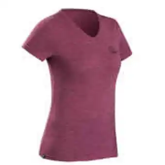 Women's short-sleeved merino wool trekking travel t-shirt - travel 100 purple