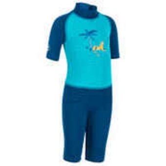 Baby / kids' short-sleeve uv-protection swimming suit - blue print