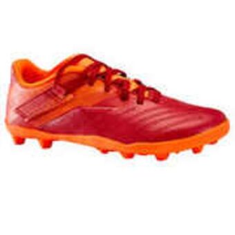 Decathlon Kids' rip-tab firm ground football boots agility 140 fg - burgundy/orange offer
