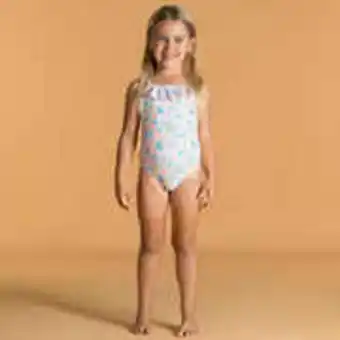 Decathlon Baby girls' one-piece swimsuit print with ruffles offer