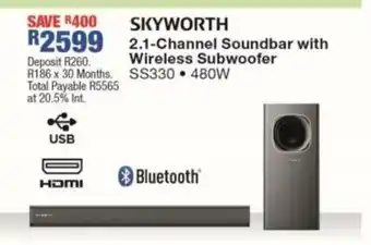 OK Furniture Skyworth - 2.1-Channel Sound With Wireless Subwoofer offer