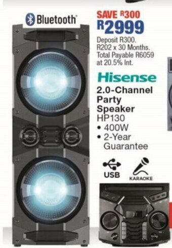 OK Furniture Hisense - 2.0-Channel Party Speaker - HP130 offer