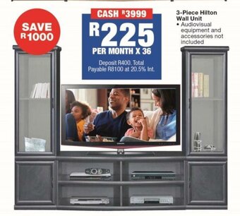 OK Furniture 3-Piece Hilton Wall Unit offer