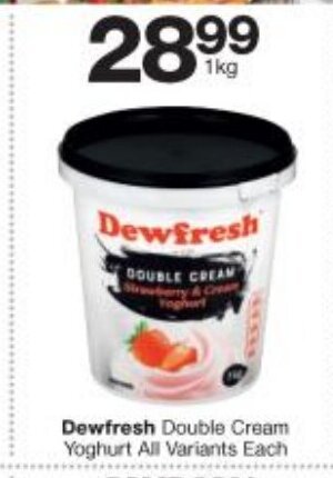 Checkers Dewfresh Double Cream Yoghurt All Variants 1kg offer