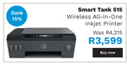 First Shop Hp smart tank 515 wireless all-in-one inkjet printer offer