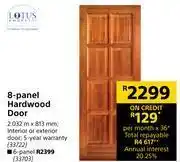 Builders Warehouse Lotus 8-panel hardwood door 2.032 m x 813 mm offer