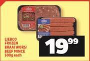 Usave Liebco frozen braai wors/beef mince-500g each offer