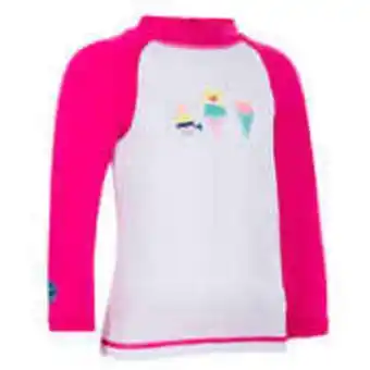 Decathlon Baby uv protection long sleeve t-shirt - white and pink print offer