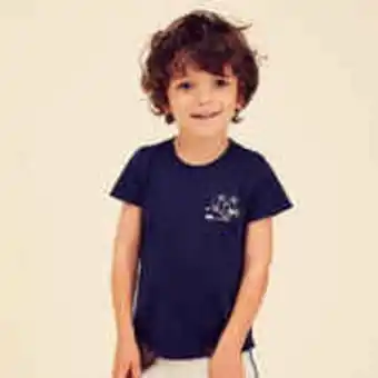 Decathlon Kids' basic cotton t-shirt - navy blue offer