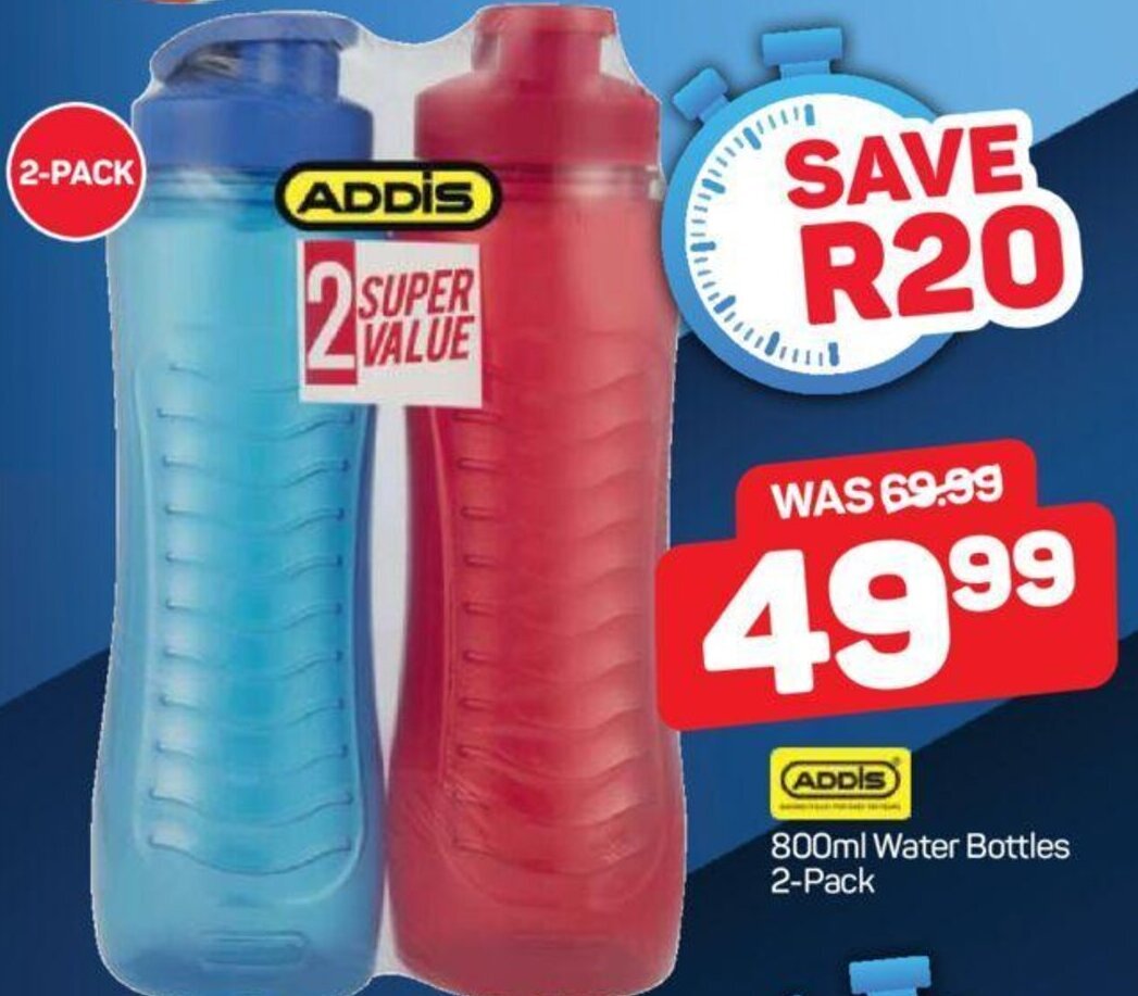 Addis Water Bottles 2 Pack 800ml Offer At Pick N Pay