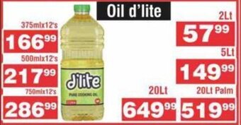Advance Cash n Carry D'Lite Cooking Oil 375ml x 12's offer