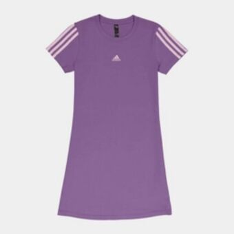 Totalsports Girl's adidas lilac & white 3 striped dress offer
