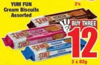 Boxer Yum Fun Cream Biscuits Assorted 3 x 82g offer