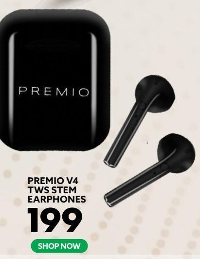 Premio v4 tws stem earphones offer at Ackermans