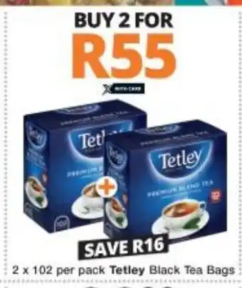 Tetley Black Tea Bags 2x102 per pack
