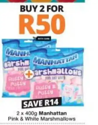 Checkers Manhattan Pink & White Marshmallows 2 x 400g offer