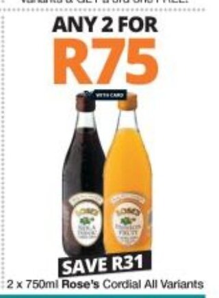 Rose's Cordial All Variants 2 x 750ml