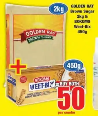 Boxer Golden Ray Brown Sugar 2kg & Bokomo Weet-Bix 450g offer