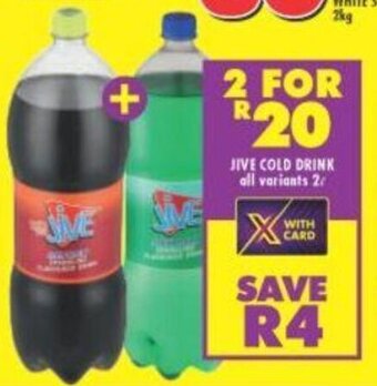 Shoprite Jive Cold Drink all variants 2 x 2L offer