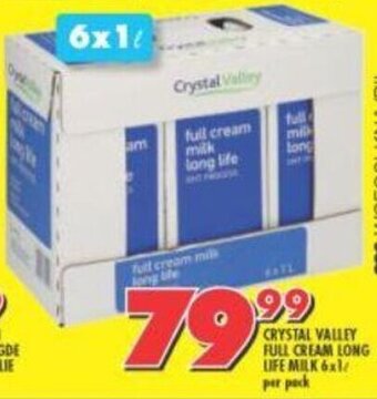 Shoprite Crystal Valley Full Cream Milk 6 x 1L per pack offer