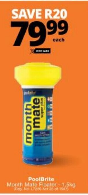 Checkers PoolBrite Month Mate Floater 1.5kg offer