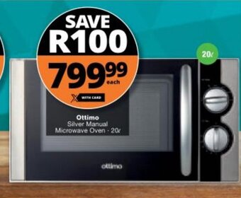 Checkers Ottimo Silver Manual Microwave Oven 20L offer